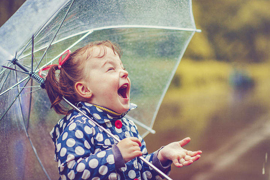 Happy in rain #1 Photograph by ArtMarie