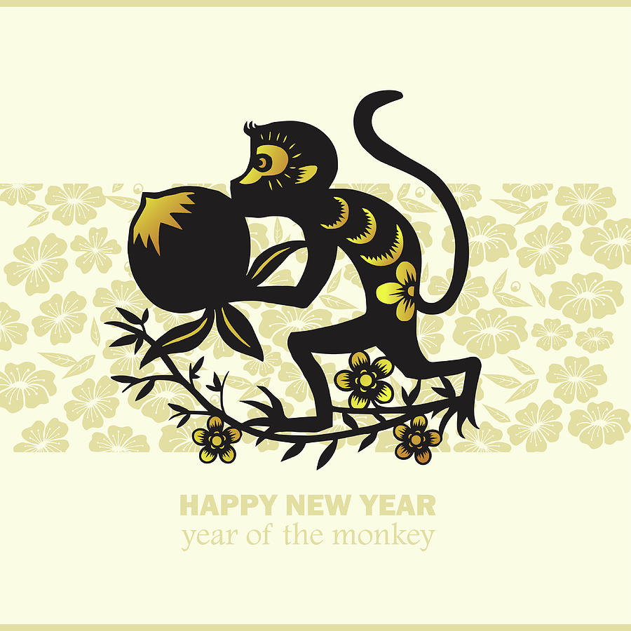 Happy New Year, Year Of The Monkey 2016 #1 Digital Art by Ly86