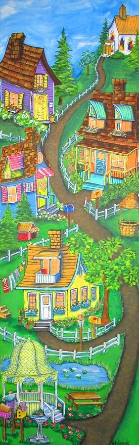 Village Painting - Happy Village #1 by Jill Alexander