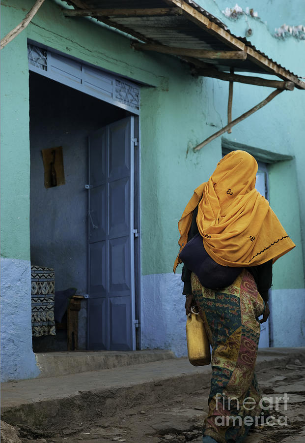 Harar Ethiopia Colorful Old Town Walled City Woman Walking #1 Photograph by JM Travel Photography