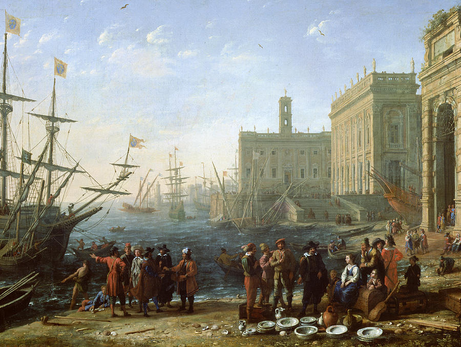 Claude Lorrain Painting - Harbor Scene by Claude Lorrain