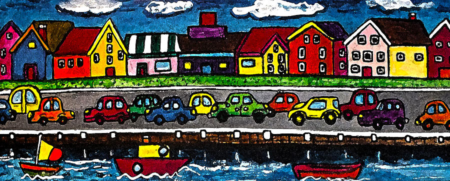 Rush Hour Movie Painting - Harbor Traffic #1 by Monica Engeler