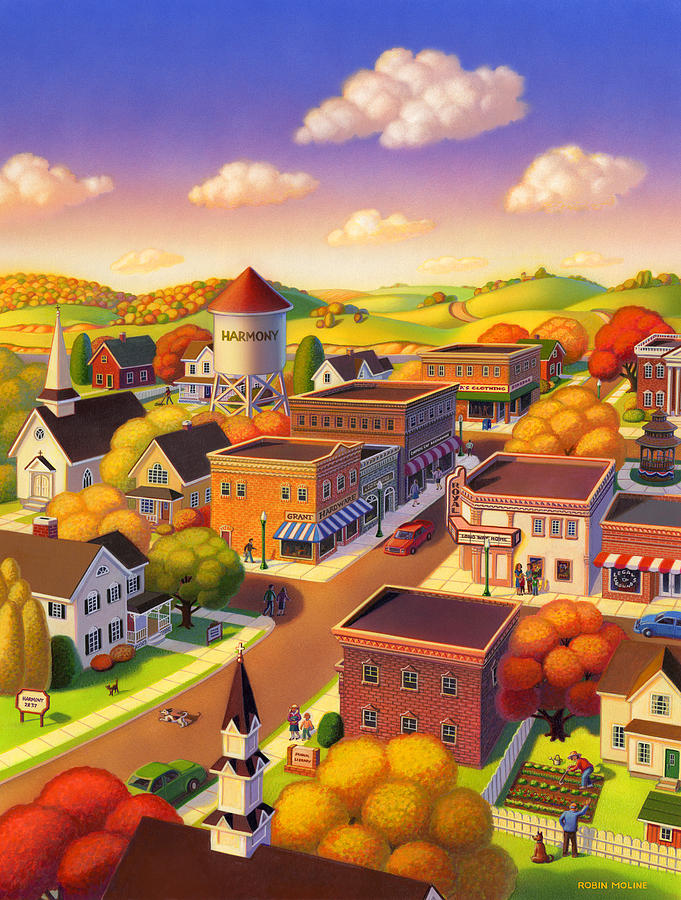Harmony Town Painting by Robin Moline