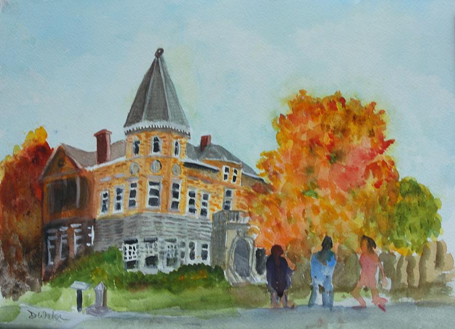 Haskell Free Library in Autumn #1 Painting by Donna Walsh