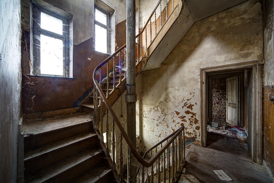 Castle Photograph - Haunted Staircase Urban Exploration #1 by Dirk Ercken