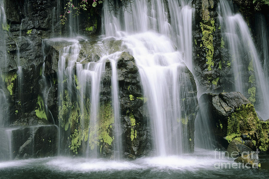 Hawaii, Maui, closeup of waterfall cascading motion #1 Photograph by Ron Dahlquist
