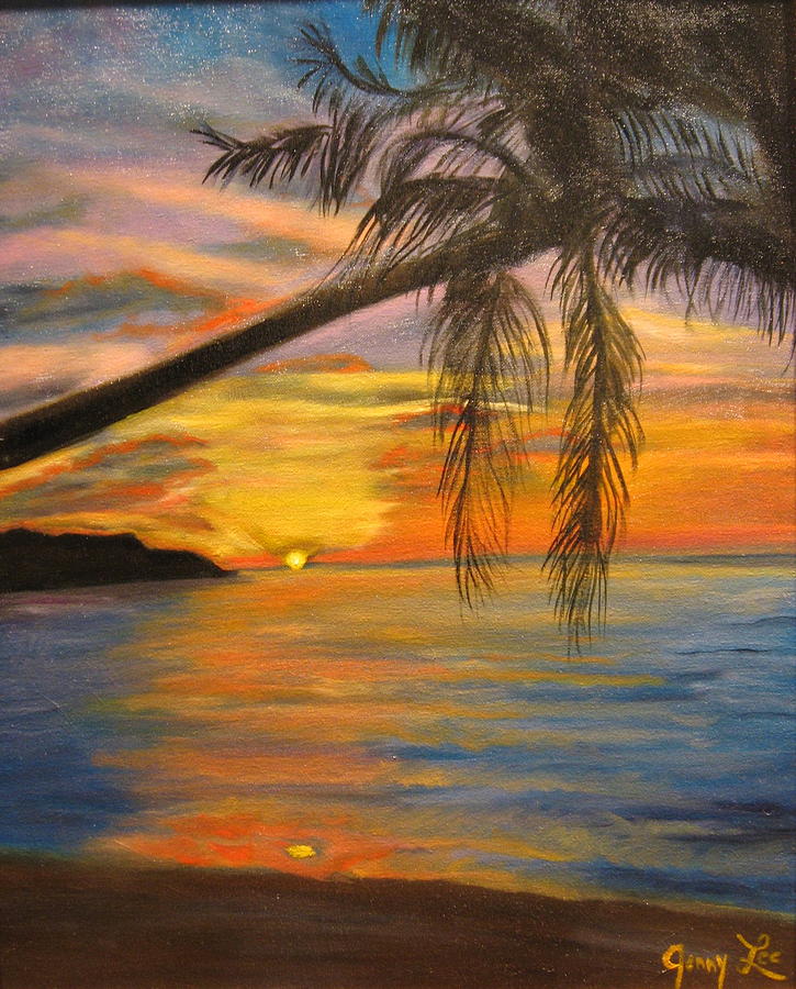 Hawaiian Sunset 11 Painting by Jenny Lee