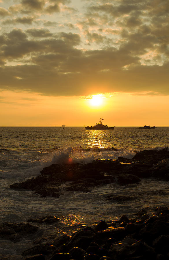 Sunset Photograph - Hawaiian Waves at Sunset #2 by Bryant Coffey