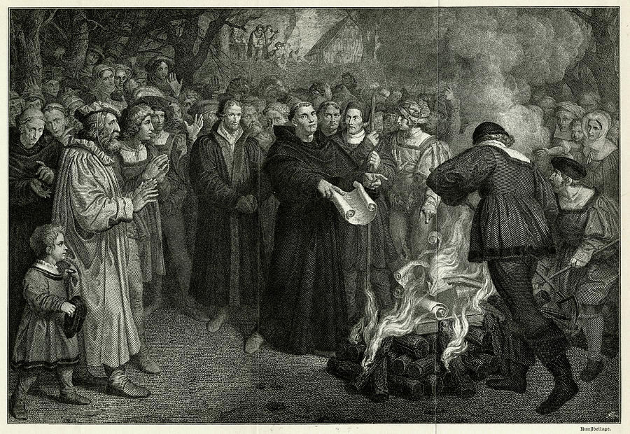 He Burns The Papal Bull In Front Drawing by Mary Evans Picture Library ...