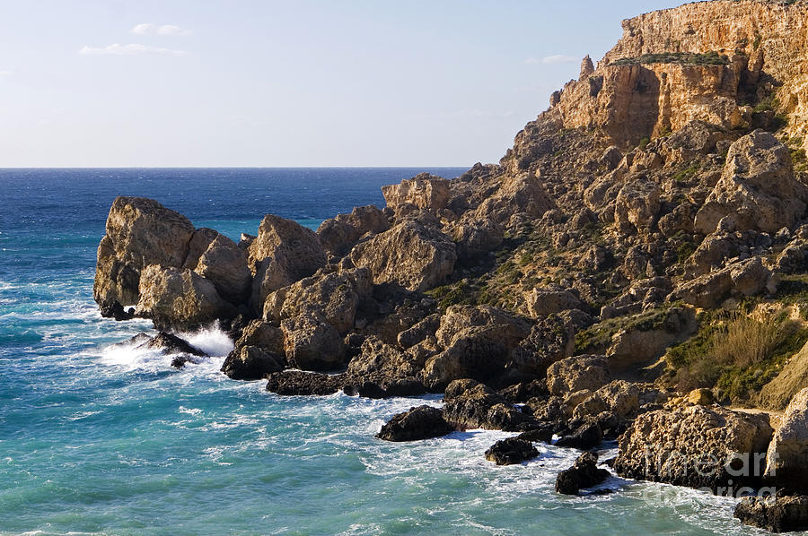 Headland By The Mediterranean Sea, Malta #1 Photograph by Tim Holt