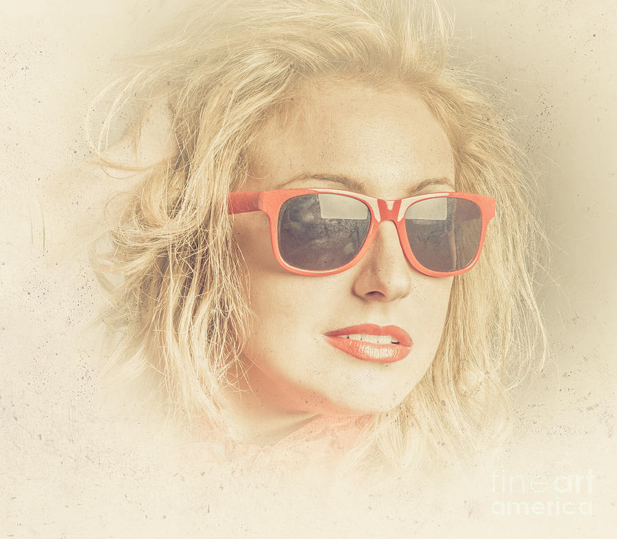 Headshot of a pretty girl in retro sunglasses #1 Photograph by Jorgo Photography