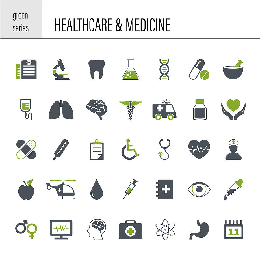 Healthcare and Medicine Icon Set #1 Drawing by Mikimad