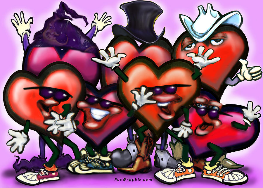 Hearts Party Painting by Kevin Middleton