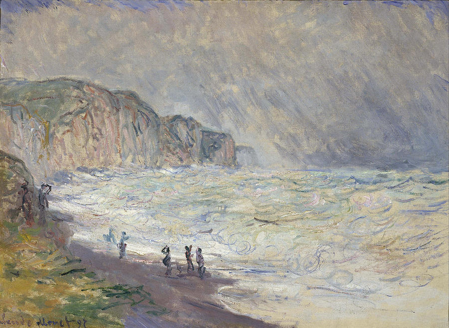 Heavy Sea at Pourville #1 Painting by Claude Monet