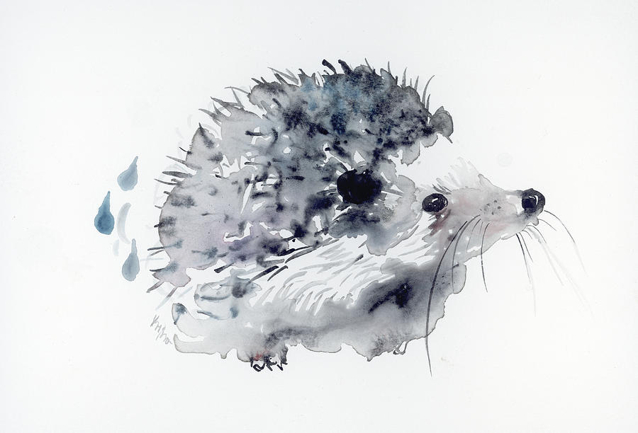 Animal Painting - Hedgehog #1 by Krista Bros