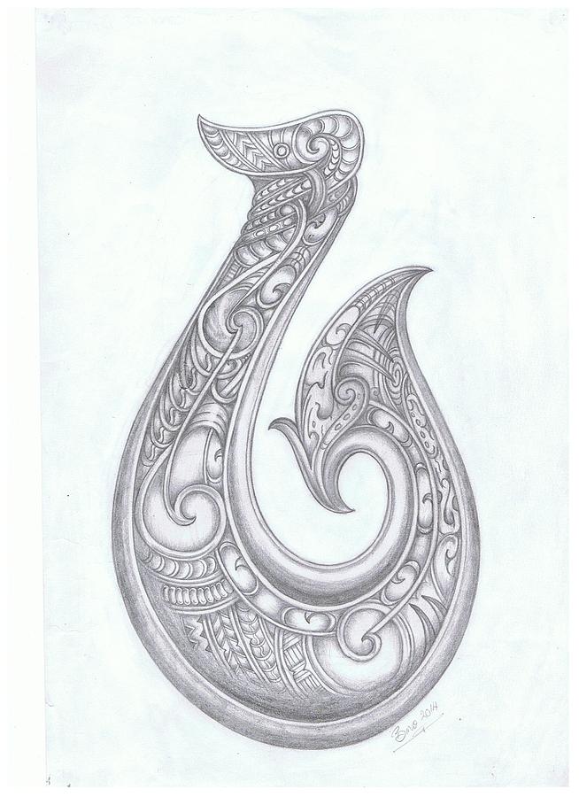 Hei Mataufish Hook Drawing by Bino Smith