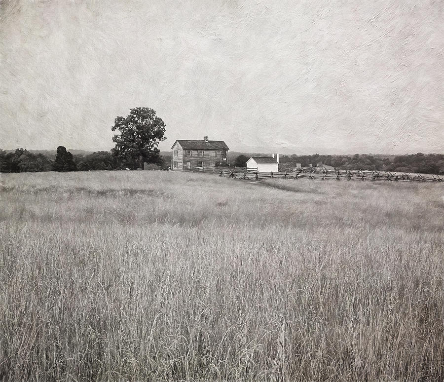 Henry House at Manassas Battlefield Park Black and White Photograph by Kim Hojnacki