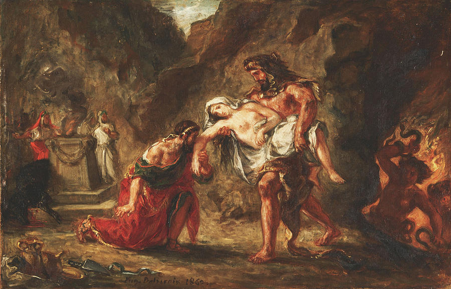 Hercules and Alcestis #3 Painting by Eugene Delacroix