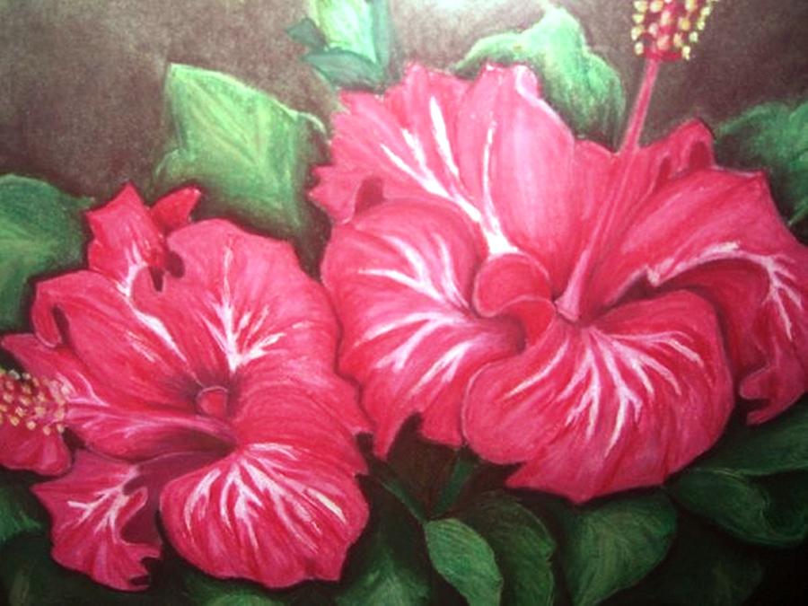Floral Still Life Pastel - Hibiscus #1 by Charito ChatRose Mahilum