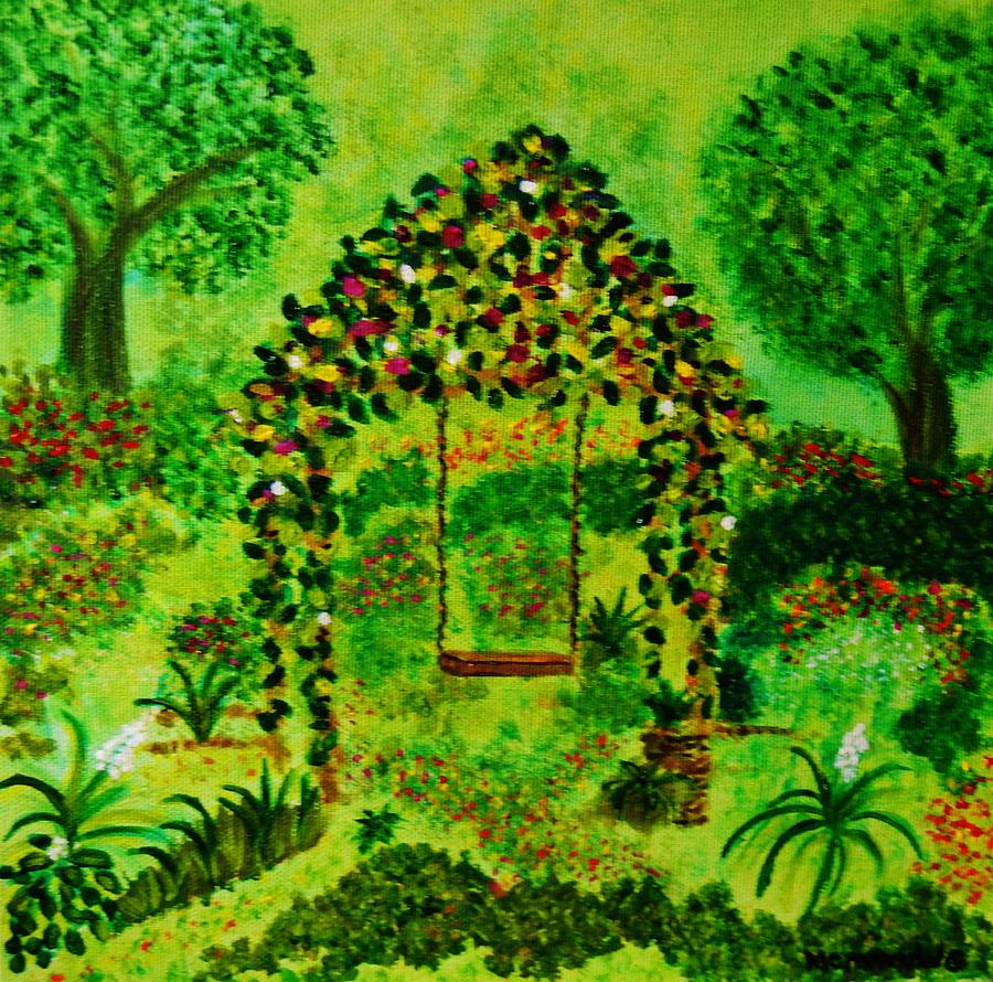Hidden Garden #1 Painting by Celeste Manning