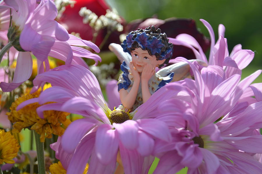 Fairy Photograph - Hiding in the Flowers 2 Woodland Fairies #1 by Linda Rae Cuthbertson
