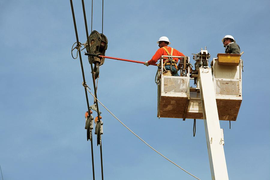 High Voltage Power Line Construction #1 Photograph by Jim West
