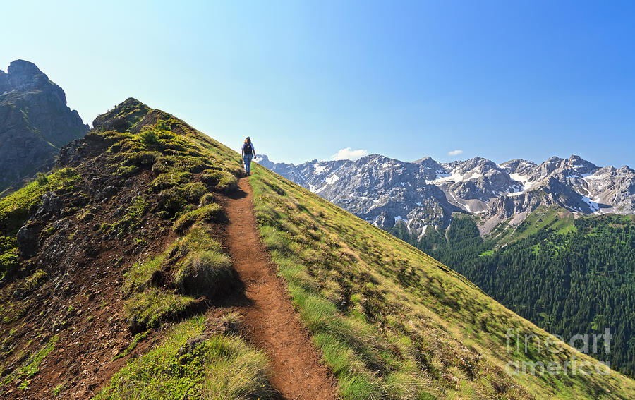 Hiking On Mountain Ridge #1 Photograph by Antonio Scarpi
