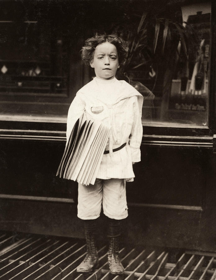 Hine Newsboy, 1910 #1 Photograph by Granger