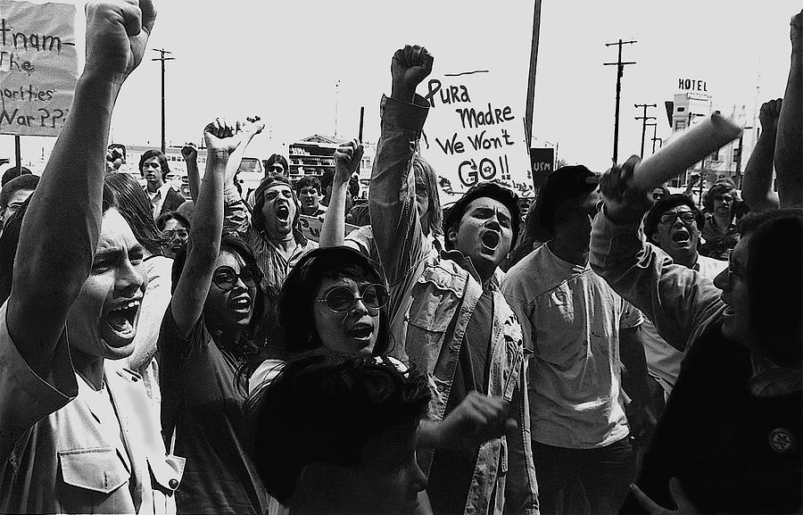 Hispanic Anti-viet Nam War Rally Tucson Arizona 1971 Black And White #3 Photograph by David Lee Guss