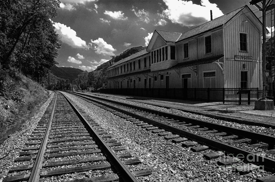 Black And White Photograph - Historic Thurmond Depot #1 by Thomas R Fletcher