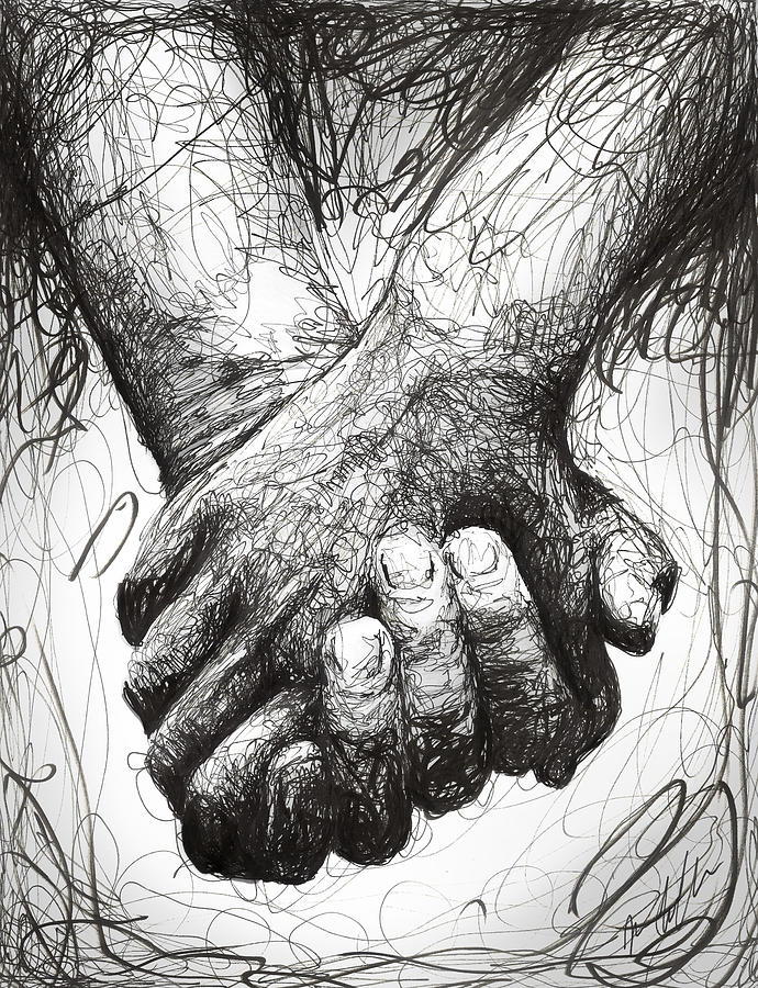 Emotional Digital Art - Holding Hands #1 by Michael Volpicelli