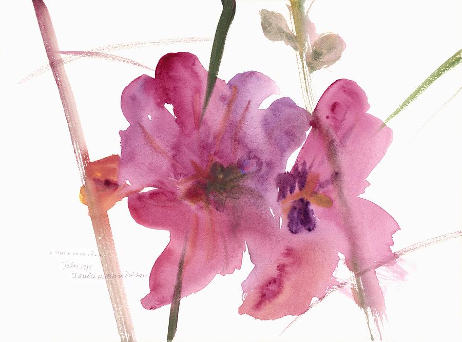 Flower Painting - Hollyhocks by Claudia Hutchins-Puechavy