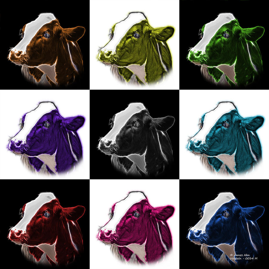 Holstein Cow - 0034 F - M - V1 #1 Digital Art by James Ahn