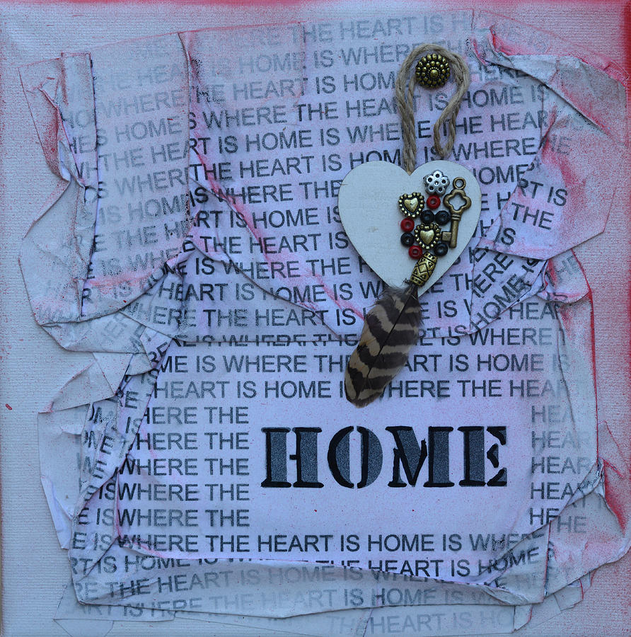 Key Mixed Media - Home is where the heart is #1 by Catt Kyriacou