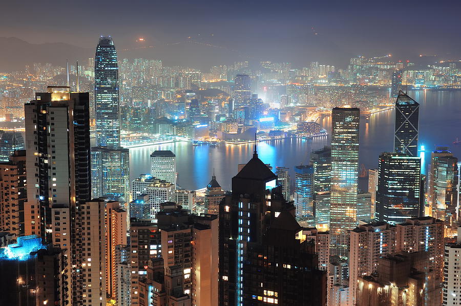 Hong Kong at night #1 Photograph by Songquan Deng