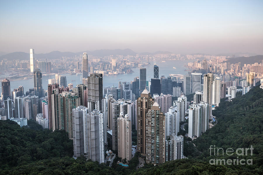 Hong Kong skyline from Victoria peak at sunset #1 Photograph by Matteo Colombo