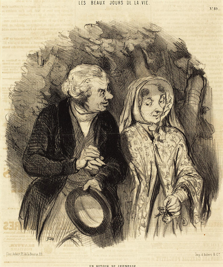 Honor Drawing - Honoré Daumier French, 1808 - 1879, Un Retour De Jeunesse #1 by Quint Lox
