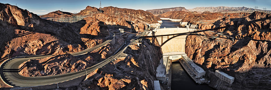 Architecture Photograph - Hoover Dam From Bridge, Lake Mead #1 by Panoramic Images