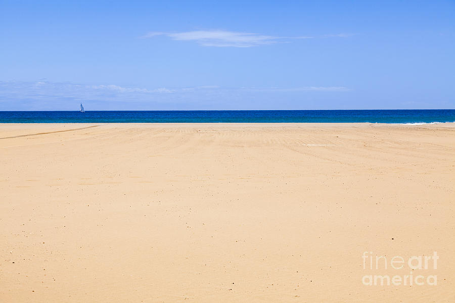 Horizontal Lines Of Sandy Beach Blue Sea And Sky #1 Photograph by Peter Noyce