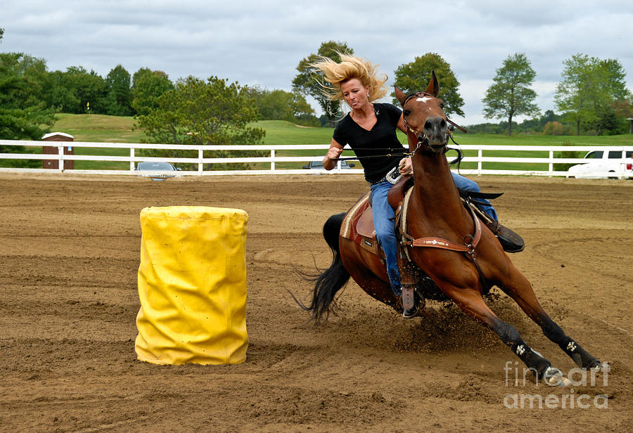 Horse Photograph - Horse and Rider in Barrel Race #1 by Amy Cicconi