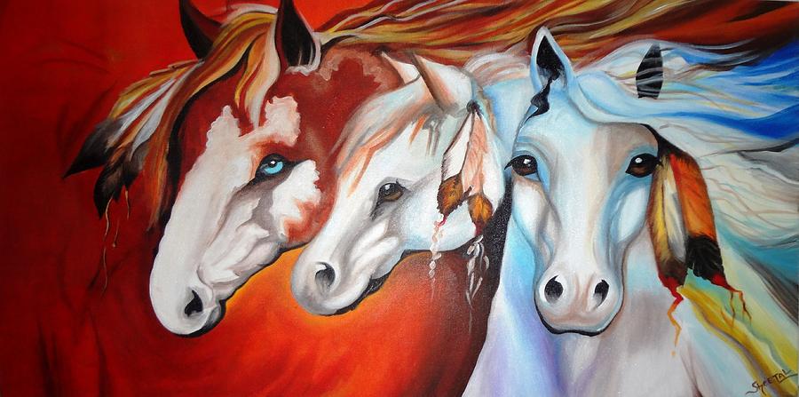 Horse Family - Good Luck #1 Painting by Sheetal Bhonsle - Pixels