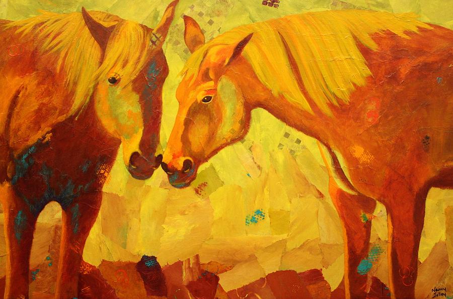 Horse Talk Painting by Nancy Jolley