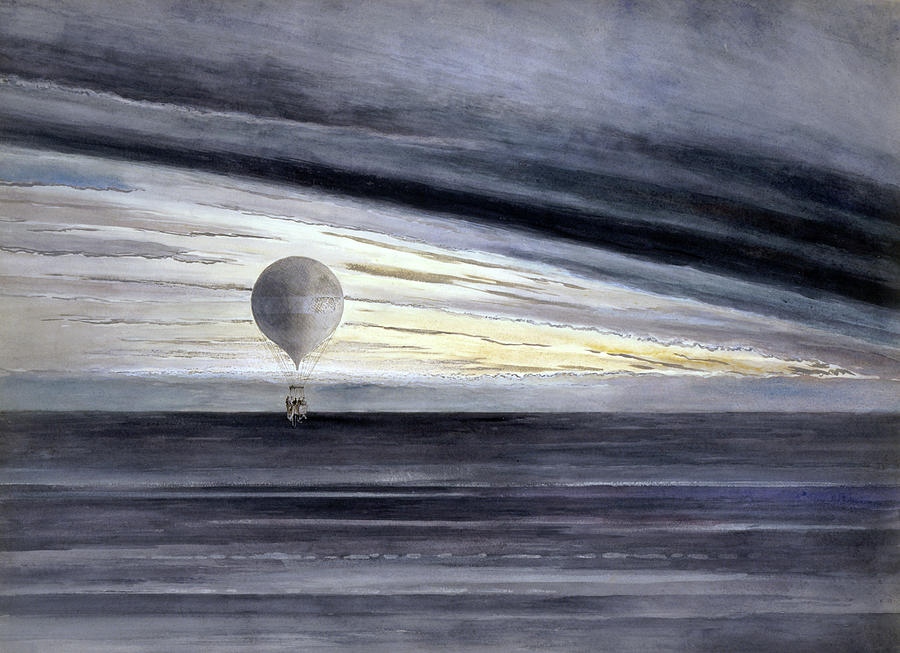 Hot Air Balloon, 1875 #1 Drawing by Granger