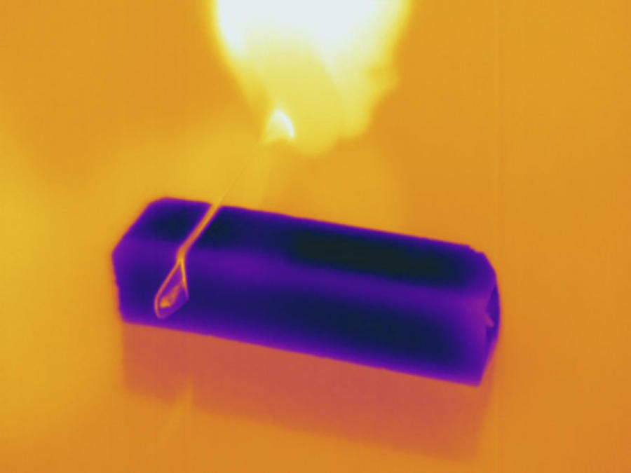 Hot Knife Slicing Butter, Thermogram Photograph by Science Stock