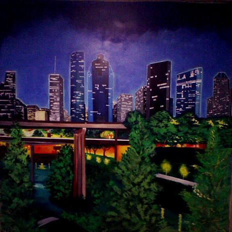 Houston skyline Painting by Femme Blaicasso