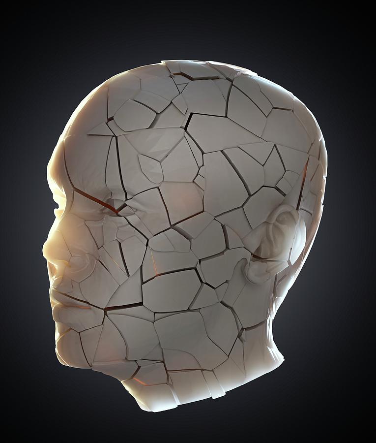 Illustration Photograph - Human Head With Cracks #1 by Andrzej Wojcicki