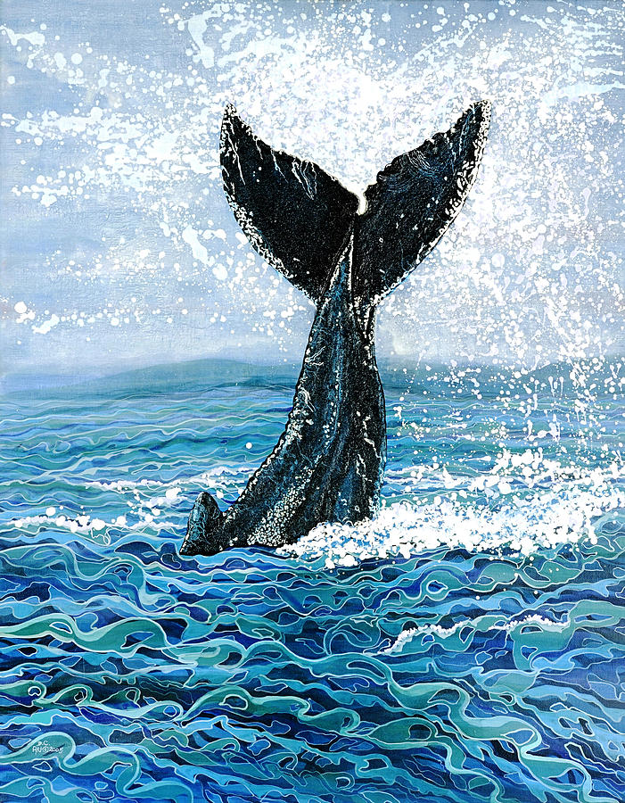 Humpback Flukes Painting by Debbie Chamberlin