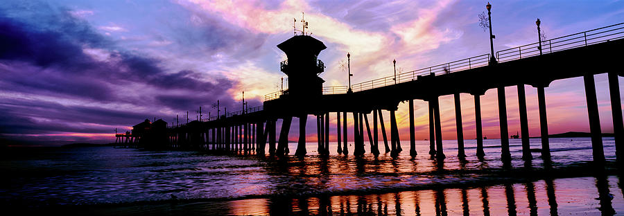 Architecture Photograph - Huntington Beach Pier At Sunset #1 by Panoramic Images