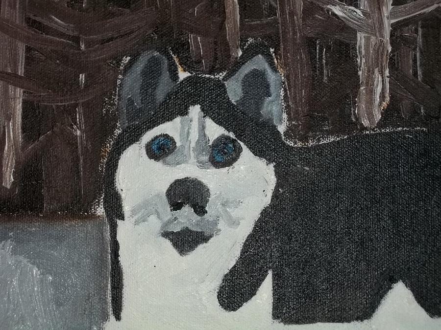 husky oil painting