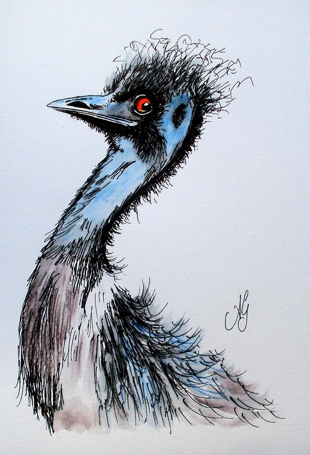 Emu Painting - I am serious and dont call me Shirley by Anne Gardner